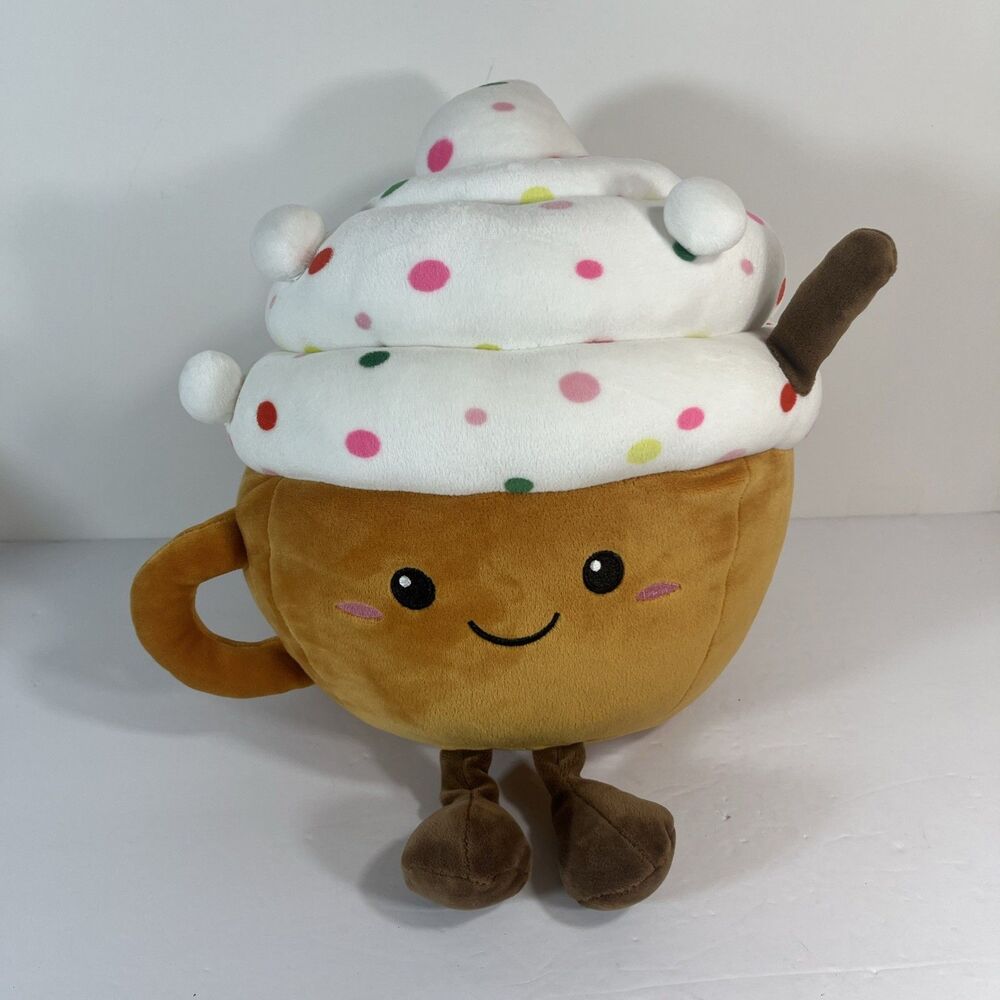 Hot Chocolate Cocoa Mug Cup Plush Rainbow Sprinkles Marshmallow NEW 12" Hug Me